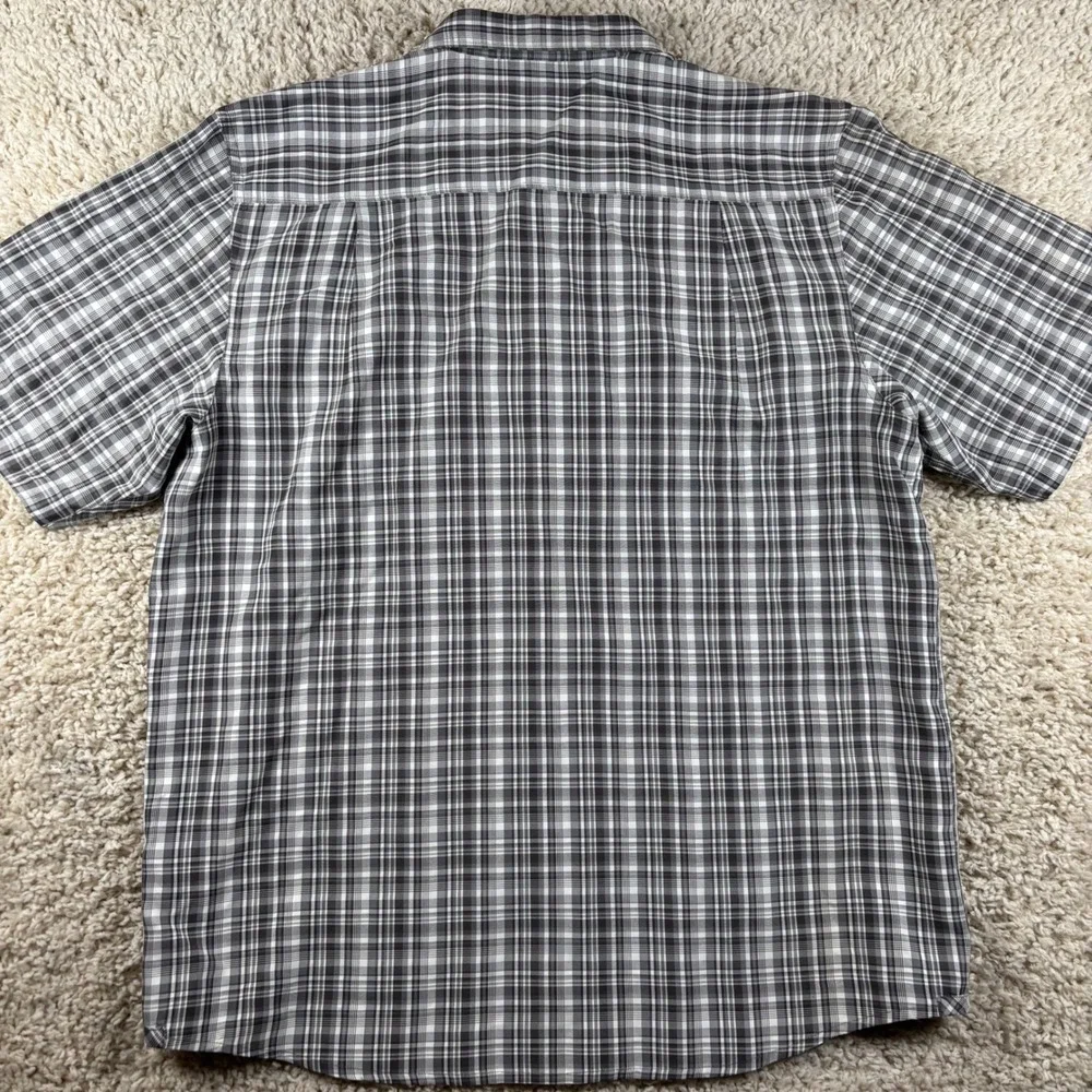 The North Face Men Button Up Shirt Large Gray Plaid Short Sleeve Hiking Gorpcore